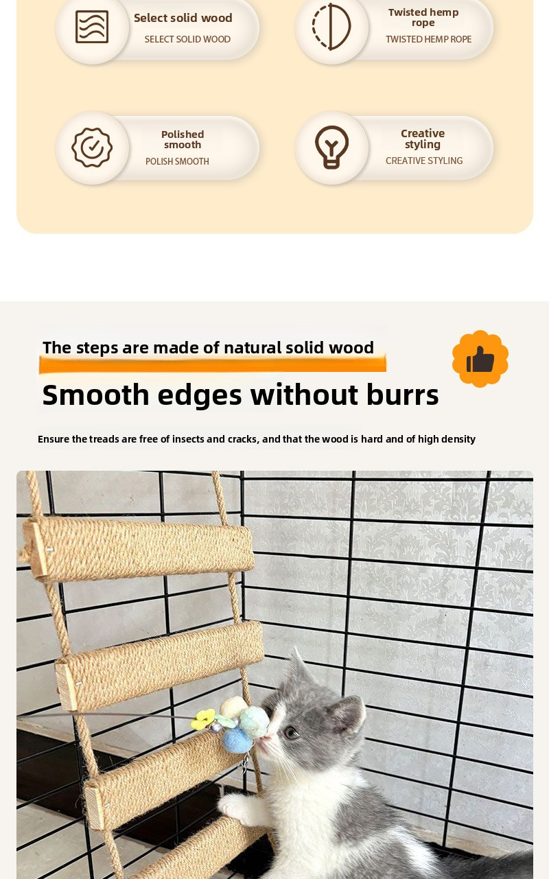 DIY Solid Wood Rope Ladder for Cats - Image 4
